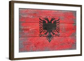 Albania Country Flag - Barnwood Painting-Lantern Press-Framed Art Print