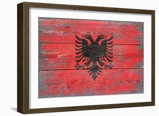 Albania Country Flag - Barnwood Painting-Lantern Press-Framed Art Print