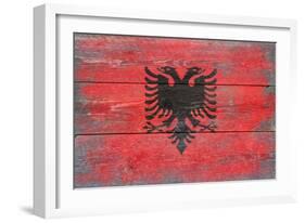 Albania Country Flag - Barnwood Painting-Lantern Press-Framed Art Print