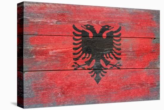 Albania Country Flag - Barnwood Painting-Lantern Press-Stretched Canvas