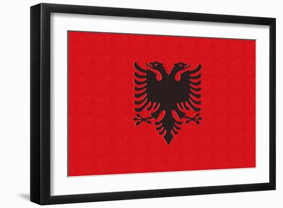 Albania Country Flag - Letterpress-Lantern Press-Framed Art Print