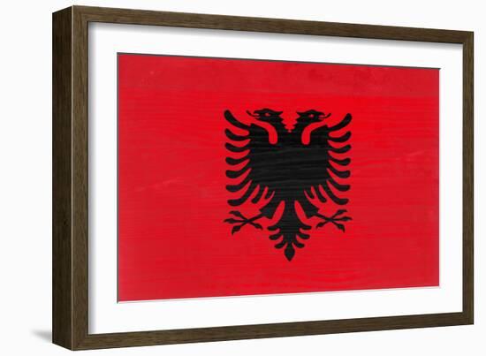 Albania Flag Design with Wood Patterning - Flags of the World Series-Philippe Hugonnard-Framed Art Print