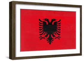 Albania Flag Design with Wood Patterning - Flags of the World Series-Philippe Hugonnard-Framed Art Print