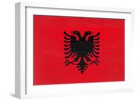 Albania Flag Design with Wood Patterning - Flags of the World Series-Philippe Hugonnard-Framed Art Print