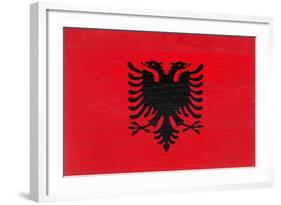 Albania Flag Design with Wood Patterning - Flags of the World Series-Philippe Hugonnard-Framed Art Print