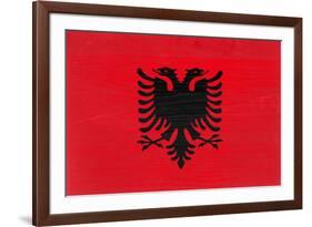 Albania Flag Design with Wood Patterning - Flags of the World Series-Philippe Hugonnard-Framed Art Print