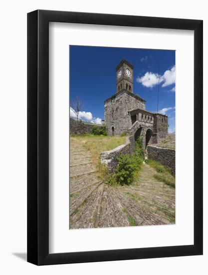 Albania, Gjirokastra, Castle Clock Tower-Walter Bibikow-Framed Photographic Print