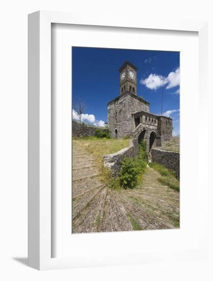 Albania, Gjirokastra, Castle Clock Tower-Walter Bibikow-Framed Photographic Print