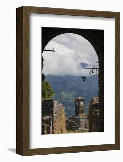 Albania, Gjirokastra, Castle Clock Tower-Walter Bibikow-Framed Photographic Print