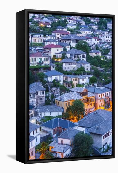 Albania, Gjirokastra, Elevated View of Ottoman-Era Houses, Dawn-Walter Bibikow-Framed Stretched Canvas