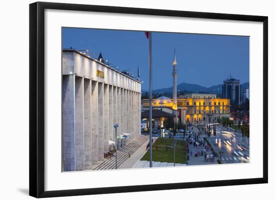 Albania, Tirana, Skanderbeg Square and Opera Building, Dusk-Walter Bibikow-Framed Photographic Print