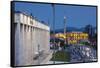Albania, Tirana, Skanderbeg Square and Opera Building, Dusk-Walter Bibikow-Framed Stretched Canvas