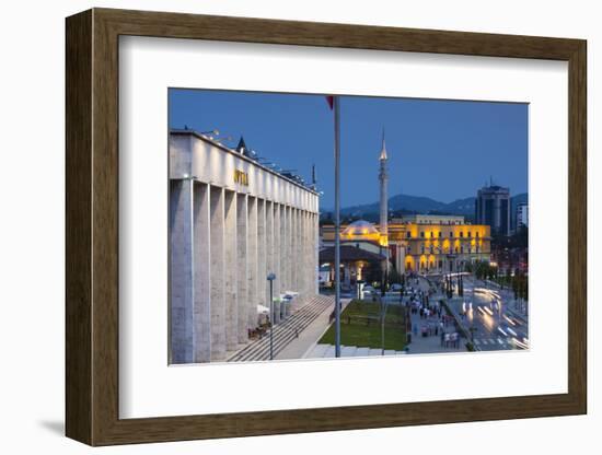 Albania, Tirana, Skanderbeg Square and Opera Building, Dusk-Walter Bibikow-Framed Photographic Print