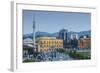 Albania, Tirana, Skanderbeg Square, Elevated View, Dusk-Walter Bibikow-Framed Photographic Print