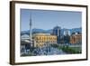 Albania, Tirana, Skanderbeg Square, Elevated View, Dusk-Walter Bibikow-Framed Photographic Print