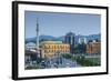 Albania, Tirana, Skanderbeg Square, Elevated View, Dusk-Walter Bibikow-Framed Photographic Print