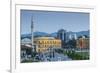 Albania, Tirana, Skanderbeg Square, Elevated View, Dusk-Walter Bibikow-Framed Photographic Print