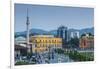 Albania, Tirana, Skanderbeg Square, Elevated View, Dusk-Walter Bibikow-Framed Photographic Print