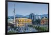 Albania, Tirana, Skanderbeg Square, Elevated View, Dusk-Walter Bibikow-Framed Photographic Print