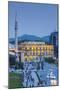 Albania, Tirana, Skanderbeg Square, Elevated View, Dusk-Walter Bibikow-Mounted Photographic Print