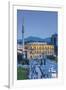 Albania, Tirana, Skanderbeg Square, Elevated View, Dusk-Walter Bibikow-Framed Photographic Print