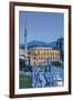 Albania, Tirana, Skanderbeg Square, Elevated View, Dusk-Walter Bibikow-Framed Photographic Print