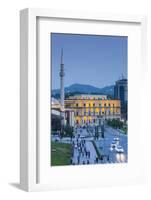 Albania, Tirana, Skanderbeg Square, Elevated View, Dusk-Walter Bibikow-Framed Photographic Print