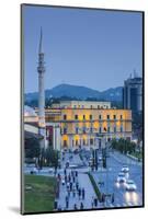 Albania, Tirana, Skanderbeg Square, Elevated View, Dusk-Walter Bibikow-Mounted Photographic Print