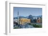 Albania, Tirana, Skanderbeg Square, Elevated View, Dusk-Walter Bibikow-Framed Photographic Print