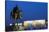 Albania, Tirana, Skanderbeg Square, Statue of Skanderbeg and National Historical Museum, Dusk-Walter Bibikow-Stretched Canvas