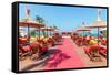 Albanian Beach Bar-Richard Silver-Framed Stretched Canvas