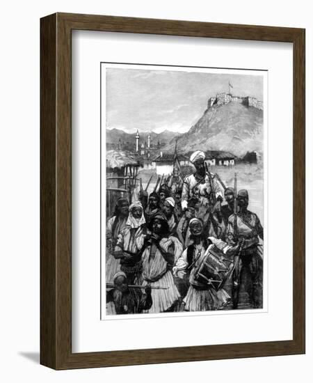 Albanians from Scutari Cross the Boyana to Occupy Dulcigno, 1880-Richard Caton Woodville II-Framed Giclee Print