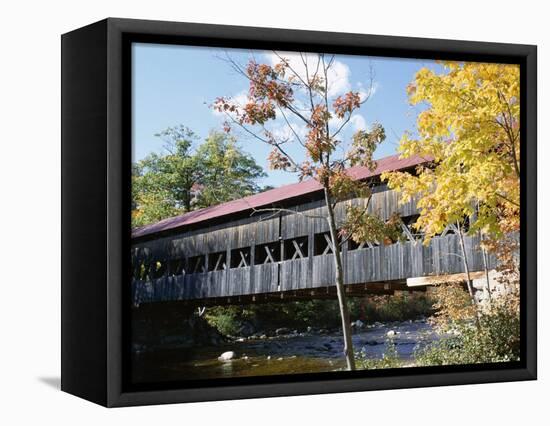 Albany Covered Bridge Over Swift River, Kangamagus Highway, New Hampshire, USA-Fraser Hall-Framed Stretched Canvas