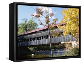 Albany Covered Bridge Over Swift River, Kangamagus Highway, New Hampshire, USA-Fraser Hall-Framed Stretched Canvas