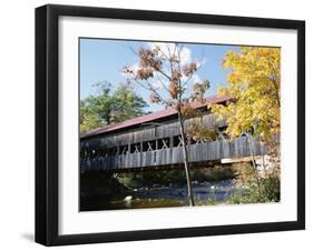 Albany Covered Bridge Over Swift River, Kangamagus Highway, New Hampshire, USA-Fraser Hall-Framed Premium Photographic Print