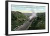 Albany, New York - 20th Century Limited Train View from Northern Blvd Viaduct-Lantern Press-Framed Art Print