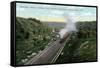 Albany, New York - 20th Century Limited Train View from Northern Blvd Viaduct-Lantern Press-Framed Stretched Canvas