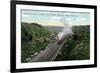 Albany, New York - 20th Century Limited Train View from Northern Blvd Viaduct-Lantern Press-Framed Art Print