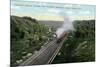 Albany, New York - 20th Century Limited Train View from Northern Blvd Viaduct-Lantern Press-Mounted Art Print