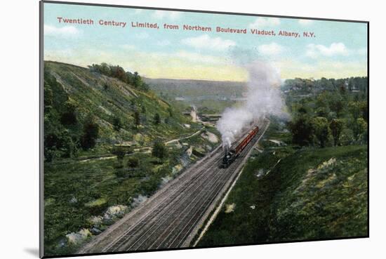 Albany, New York - 20th Century Limited Train View from Northern Blvd Viaduct-Lantern Press-Mounted Art Print