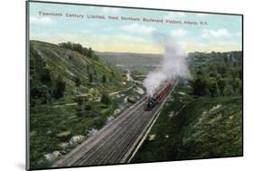 Albany, New York - 20th Century Limited Train View from Northern Blvd Viaduct-Lantern Press-Mounted Art Print