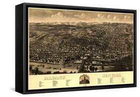 Albany, New York - Panoramic Map-Lantern Press-Framed Stretched Canvas