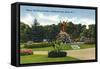 Albany, New York - Washington Park View of the Kings Fountain, Moses-Lantern Press-Framed Stretched Canvas