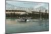 Albany, Oregon - Paddle Boat Crossing Willamette River-Lantern Press-Mounted Art Print