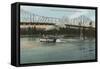 Albany, Oregon - Paddle Boat Crossing Willamette River-Lantern Press-Framed Stretched Canvas