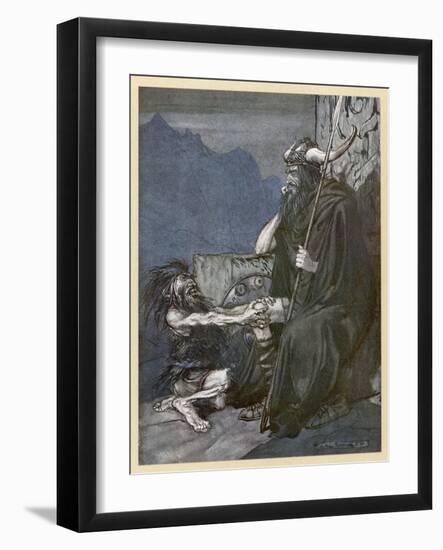 Alberich and Hagen-Arthur Rackham-Framed Art Print