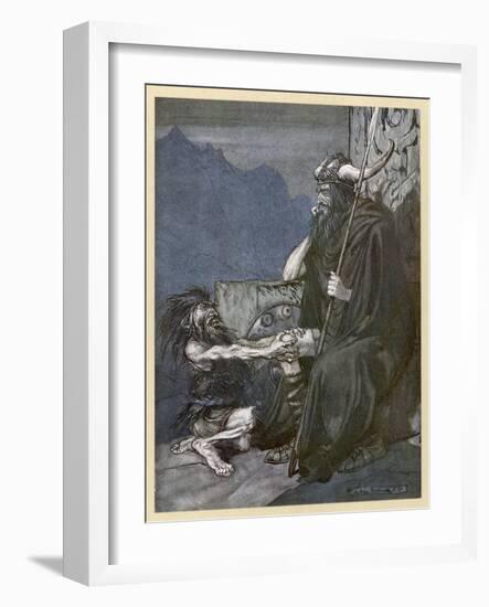 Alberich and Hagen-Arthur Rackham-Framed Art Print