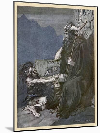 Alberich and Hagen-Arthur Rackham-Mounted Art Print