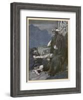 Alberich and Hagen-Arthur Rackham-Framed Art Print