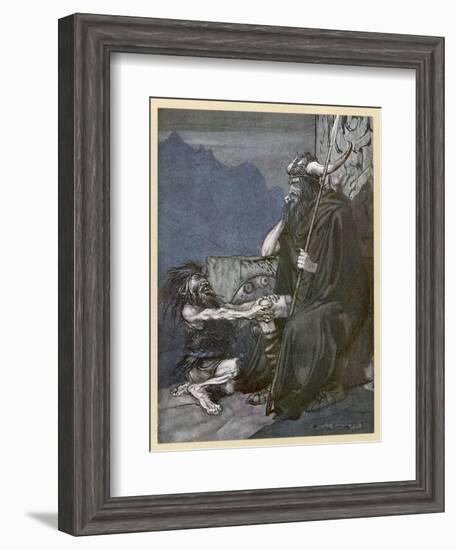 Alberich and Hagen-Arthur Rackham-Framed Art Print